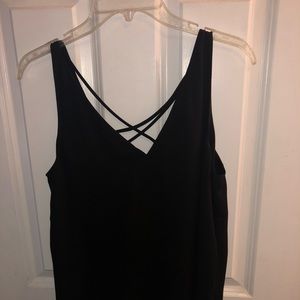 Satin tank with criss cross back